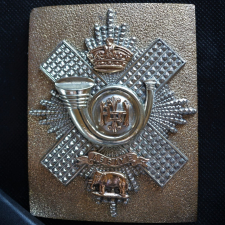 Scottish brass shoulder belt plate of the Black Watch (Royal Highland  Regiment (42nd)), with Queen's